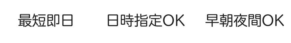 最短即日 日時指定OK 早朝夜間OK